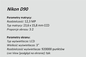 Reklama aparatu NIKON D90, format 10x20 - tył - projekt na zaliczenie. 